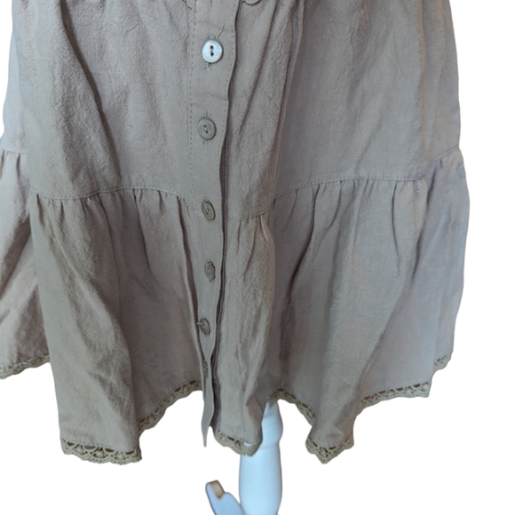 Kayla's Armoire linen blend boho steampunk corset like embroidered top sz L - Picture 8 of 9